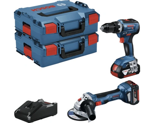 18V-Akku-Profi-Set Bosch Professional – Bohrschrauber & Winkelschleifer, 2x Akku 4.0Ah