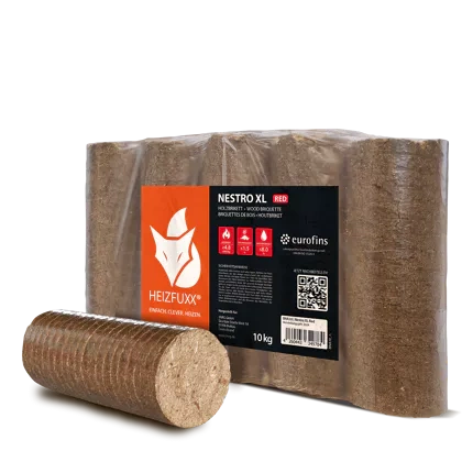 Heizfuxx Nestro XL Red Holzbriketts 10 kg x 96 Gebinde (960 kg Palette)