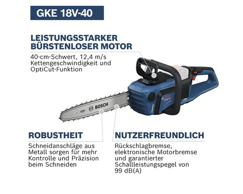 Akku-Kettensäge Bosch Professional GKE 18-40