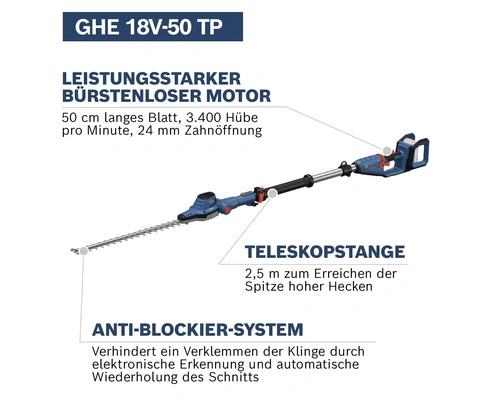 Akku-Hochheckenschere Bosch Professional GHE 18V-50 TP