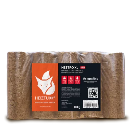 Heizfuxx Nestro XL Red Holzbriketts 10 kg x 96 Gebinde (960 kg Palette)