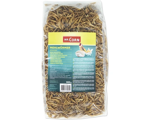 Mr. Corn Mehlwürmer 500 g – Zusatzfutter für Hühner, Vögel, Fische, Igel & Reptilien