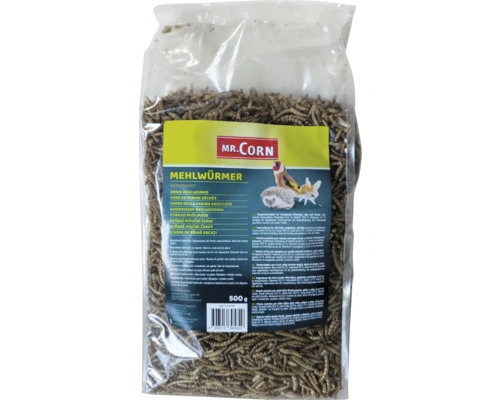 Mr. Corn Mehlwürmer 500 g – Zusatzfutter für Hühner, Vögel, Fische, Igel & Reptilien